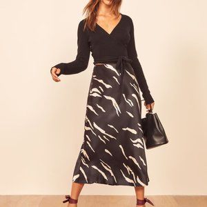Reformation Pratt Silk Skirt in Mustang